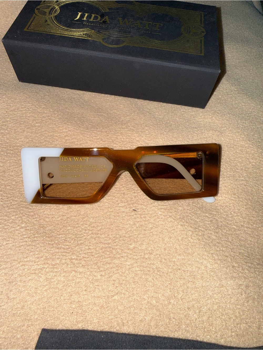 Jida Watt Alonzo Tortoiseshell Rectangular Sunglasses with White Accent